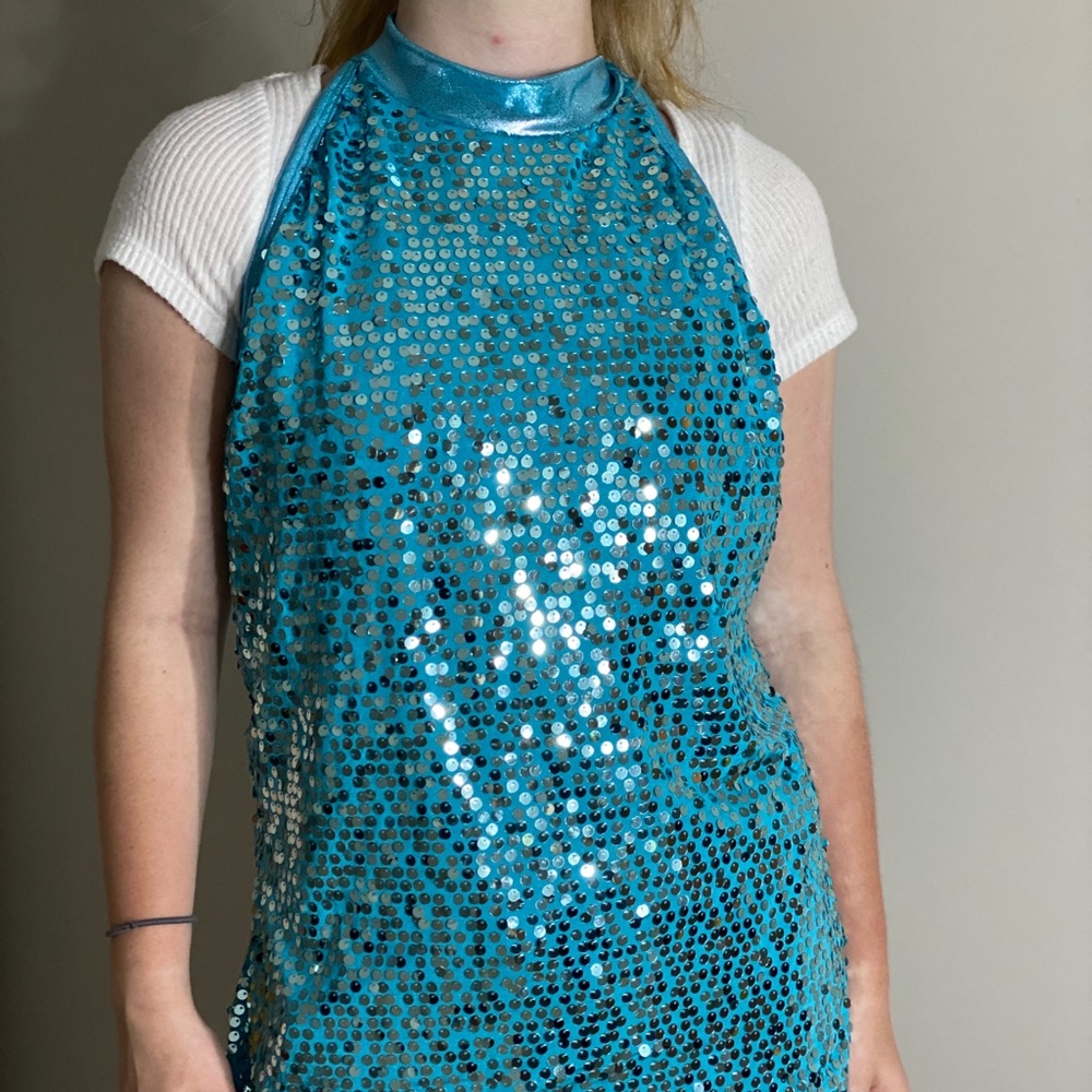 Blue sequin top